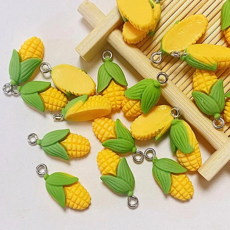 Resin Craft Supplies - 20個入り 面白いミニコーン野菜樹脂チャーム 人工食品ペンダント DIYクラフト用品 イヤリング ブレスレット
