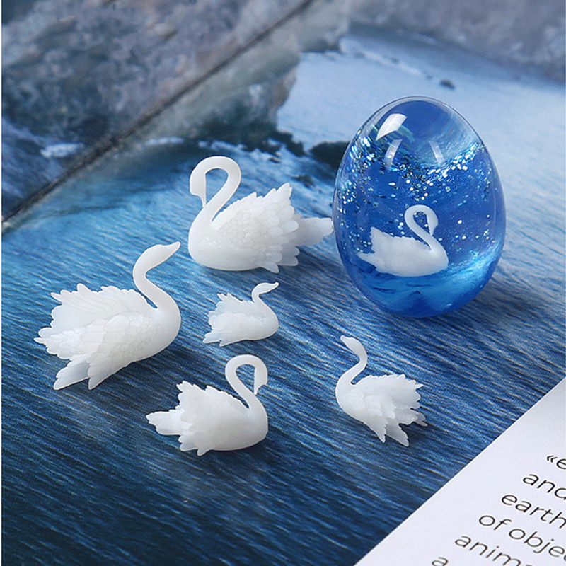 Resin Ocean Wave Mold - 4ピース/ロット3Dマイクロ白鳥風景ミニdiyクラフト手作り樹脂ジュエリーuvエポキシjewerly充填金型置物装飾