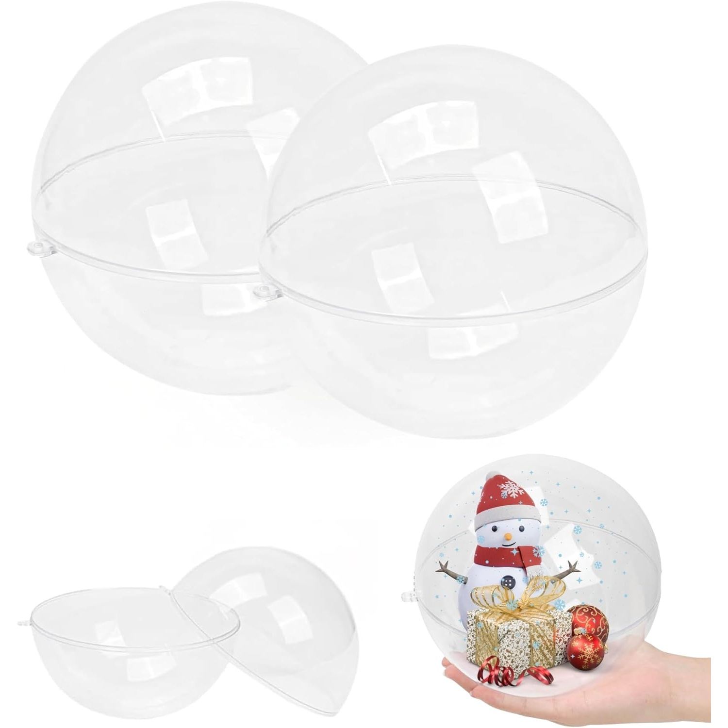 Dome Mold Clear - 充填可能な透明オーナメントボール、クリスマスや工芸品用の特大プラスチックドーム、大きな球体、巨大なモールドシェル、装飾品用のクラフトキット、モールディングアート、ホームウェディングパーティーデコレーション、2個入り、160mm
