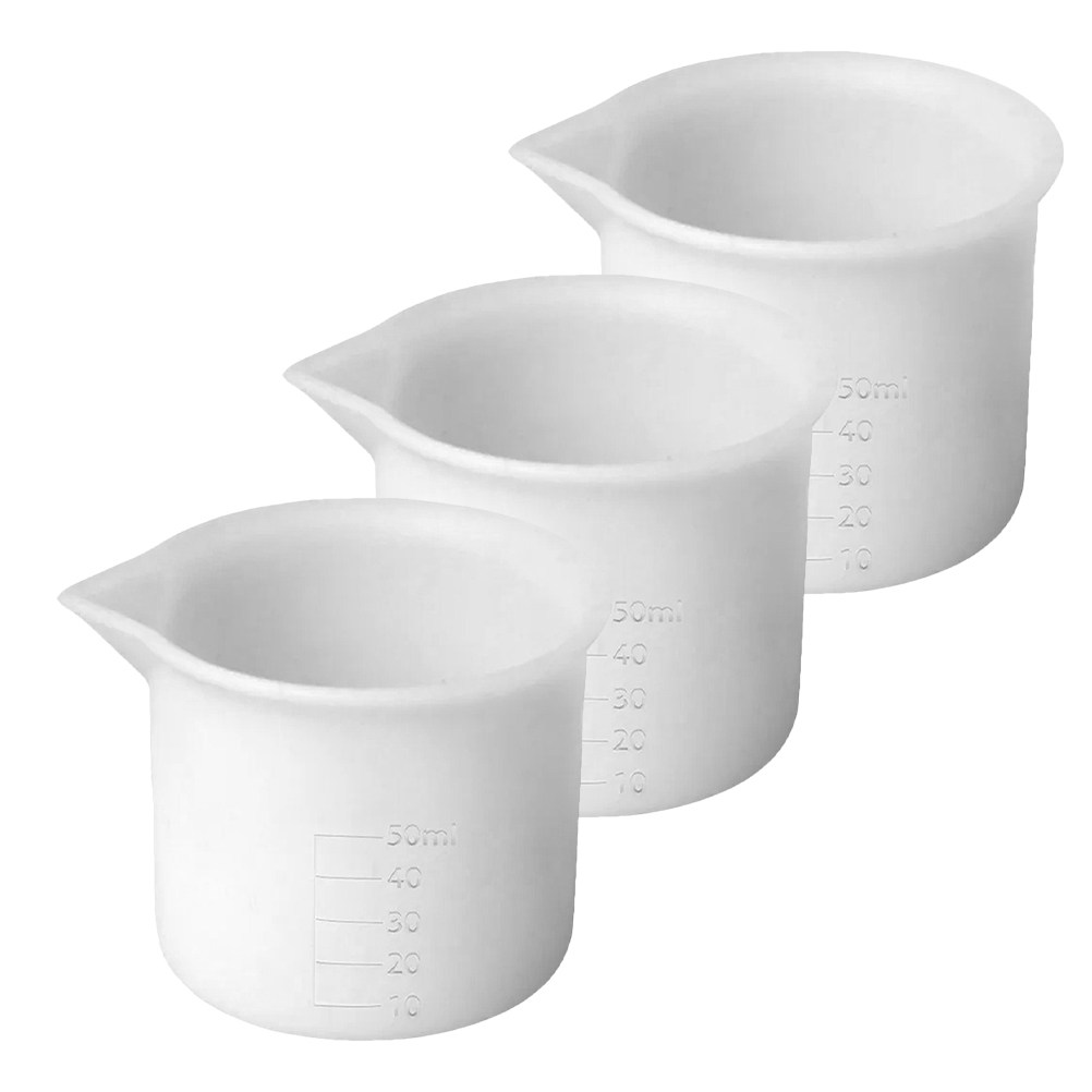 Mixing Cup Silicone - 3個入り 50ml シリコン計量カップ 透明な目盛り付き レジンエポキシ混合用 科学的攪拌