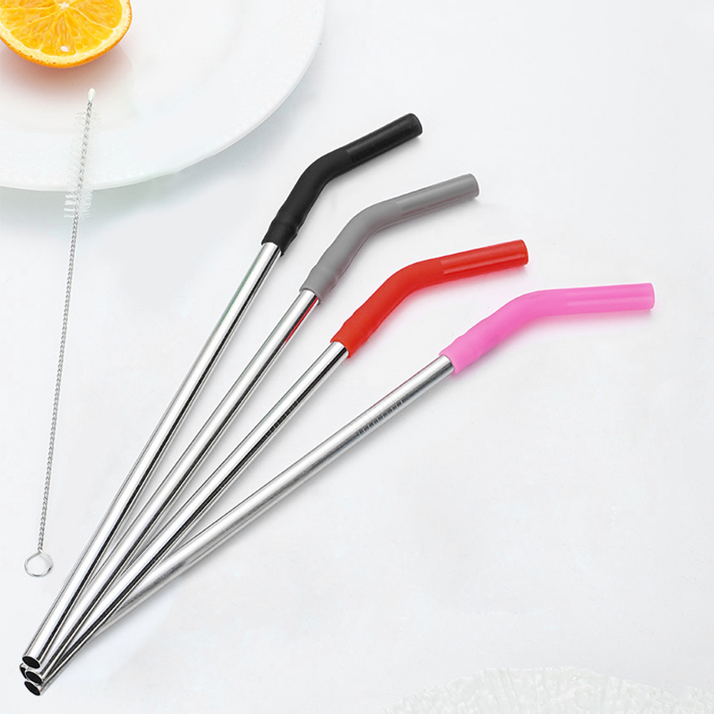 Mixing Cup Silicone - 4本入りロングメタルストロー シリコンチップ付き ストローブラシ付き ステンレス製ドリンクストロー カバー付き スタンレー40オンスカップアクセサリー用