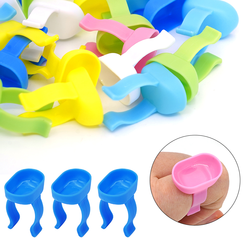 Mixing Cup Silicone - 20 個歯科混合指リングボウルカッププラスチックシリコンホルダーダッペン皿プロフィーペーストリング便利なツール歯科用品