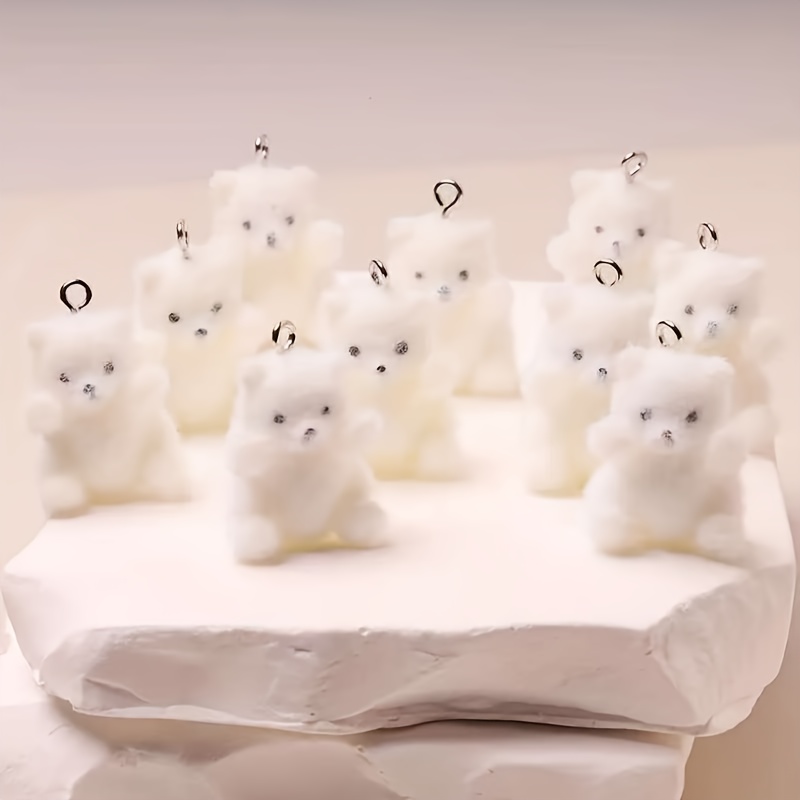 Resin Craft Supplies - 6 個シロクマ樹脂チャームクリスマス氷雪テーマペンダント DIY アクセサリー電話チェーンバッグ飾りクラフト装飾