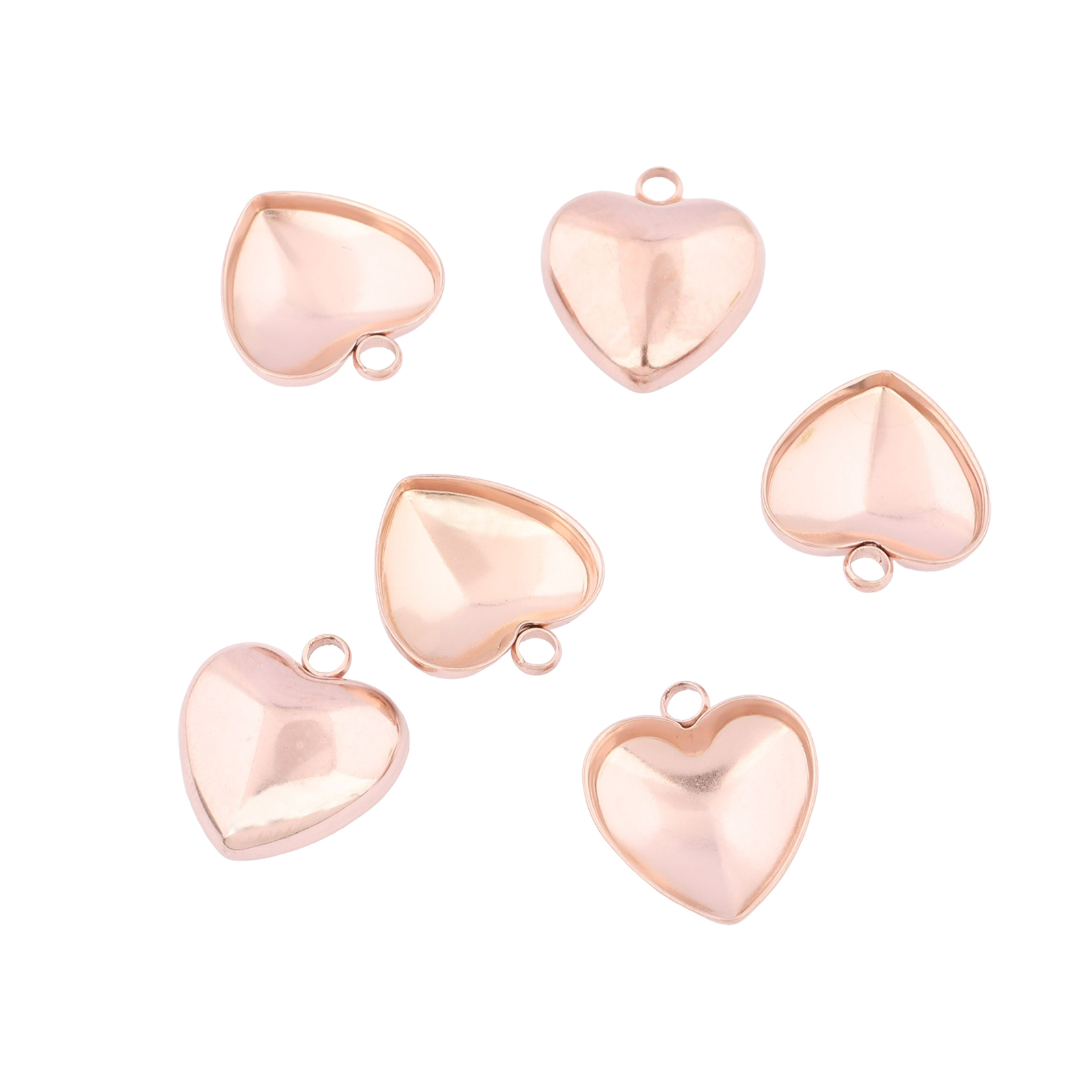 Bezels Set Pendant - 20個入り ステンレス製 12mm ハート型ポイントバックカボションベゼルカップセッティング ローズゴールドペンダントトレイブランク イヤリング製作用