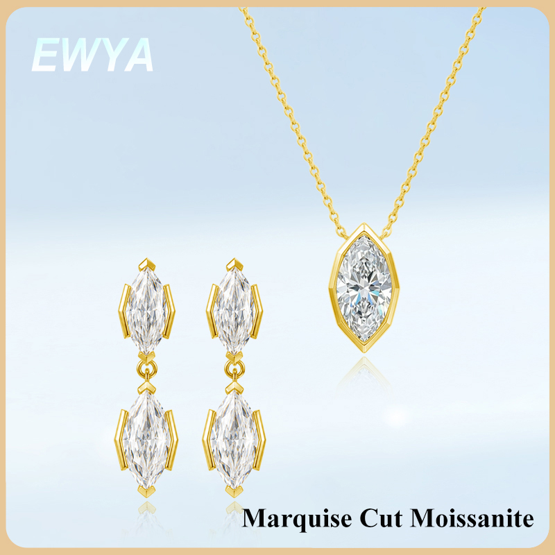 Bezels Set Pendant - EWYA 3CT マーキスカット モアッサナイト ベゼルセット ペンダント