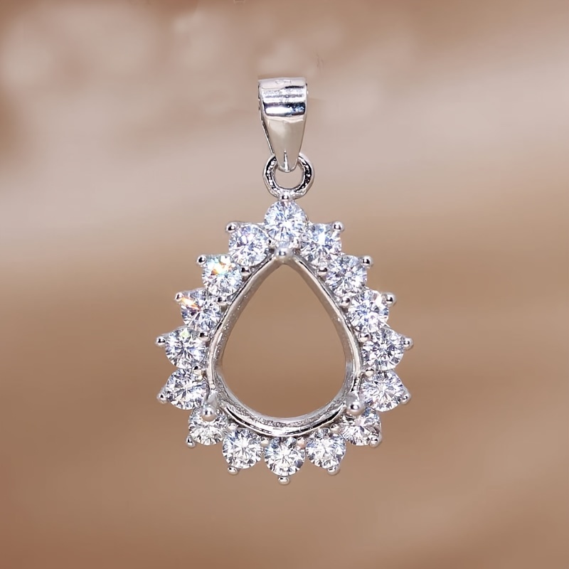 Bezels Set Pendant - 1pc ローズゴールデン銀色のティアドロップペアシェイププロングベゼル設定宝石用ソリッド 925 スターリングシルバー DIY ペンダントチャームトレイ
