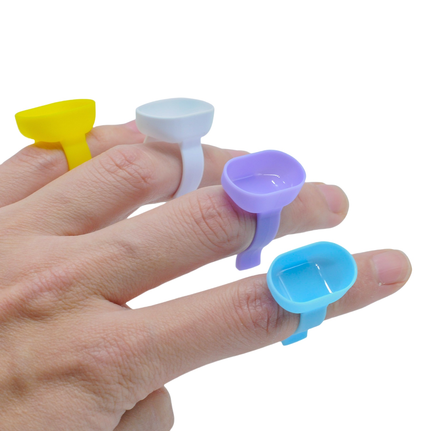Mixing Cup Silicone - 100 個歯科混合指リングボウルカッププラスチックシリコーンホルダーランダムカラーダッペンディッシュプロフィーペーストリング便利なツール