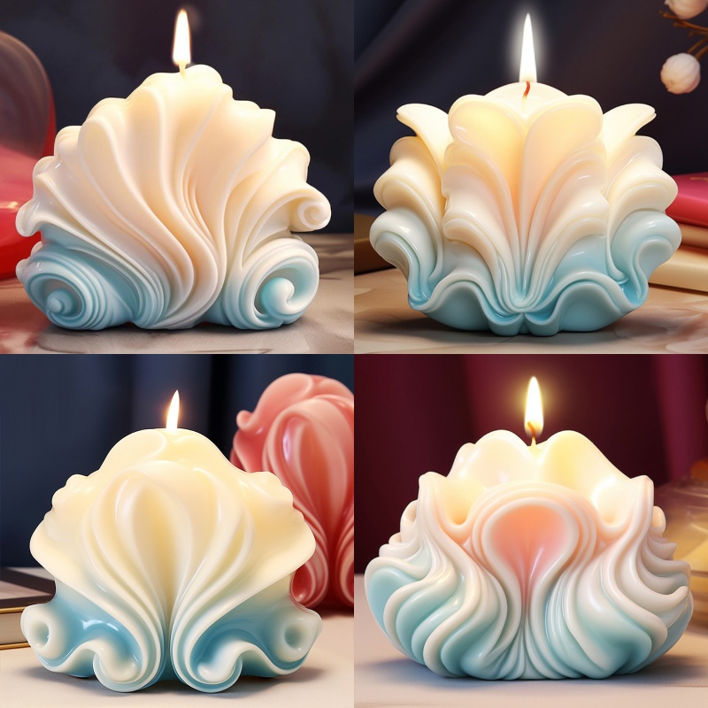 Resin Ocean Wave Mold - オーシャンシェルキャンドルシリコーン型手作り波縞模様シェルアロマセラピーソープ樹脂型アイスケーキ作成ツールギフト装飾