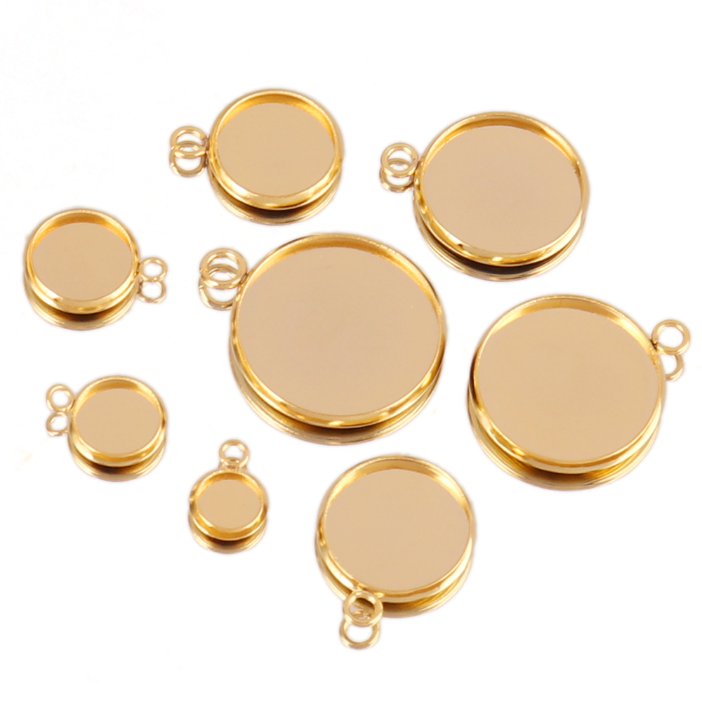 Bezels Set Pendant - 10個入り ステンレス製 カボション 4.9 6.1 ベース