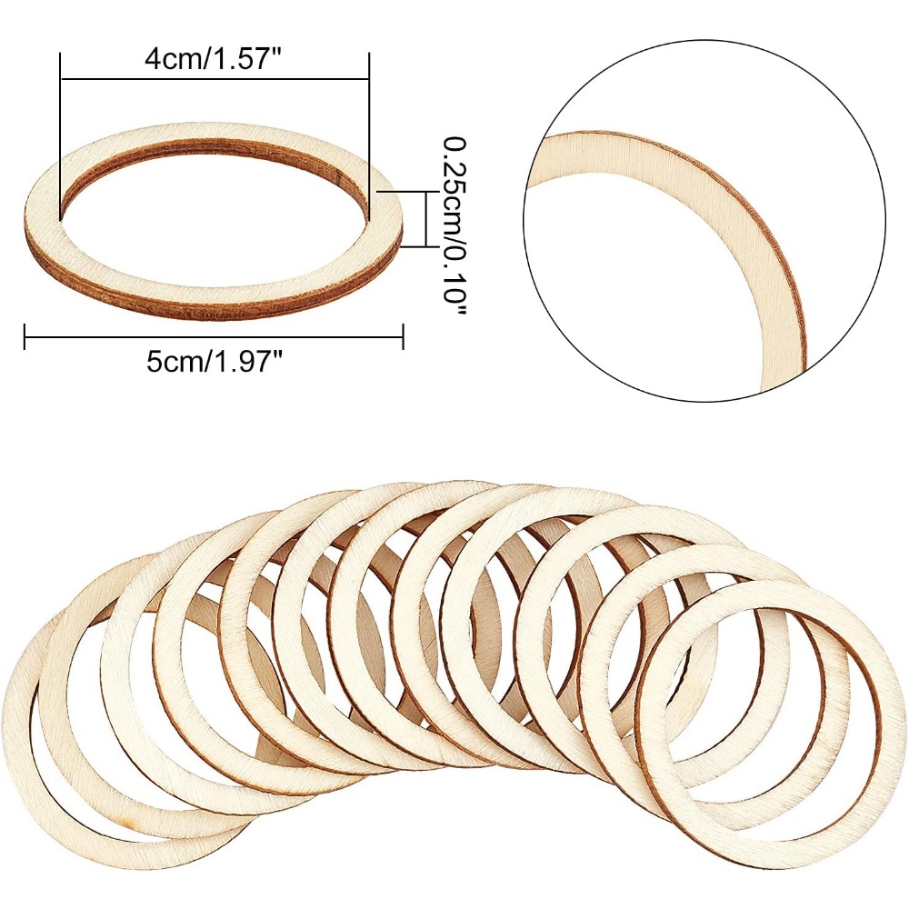 クリスマス絵画用の未完成の木片、円形の装飾品、空白の木製スラ - Wood Ring Blank のレビューと価格
