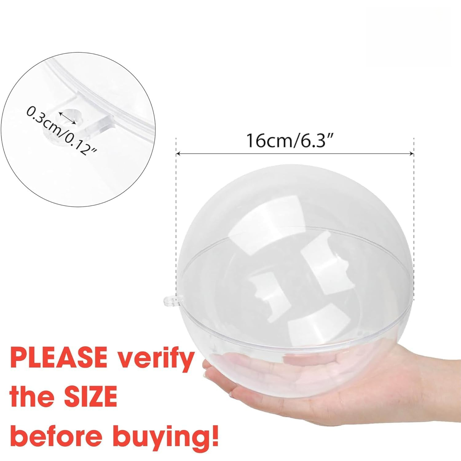 充填可能な透明オーナメントボール、クリスマスや工芸品用の特大 - Dome Mold Clear のレビューと価格