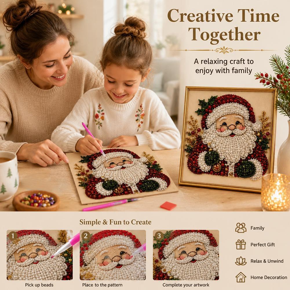 クリスマス サンタクロース パールアート DIYキット 額入 - Resin Craft Kit のレビューと価格