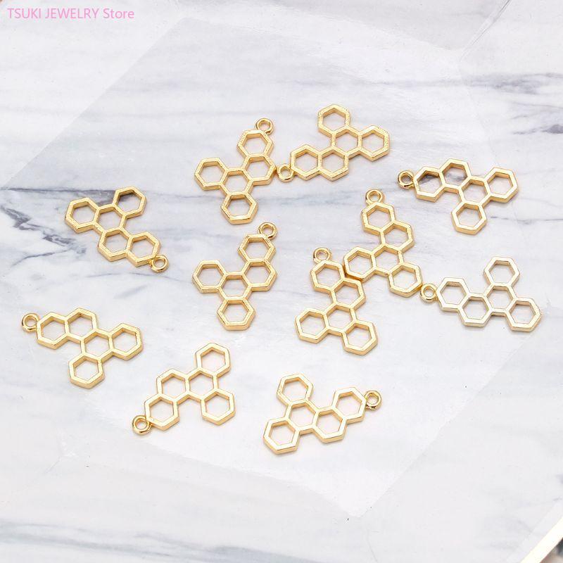 62KE 10x/セット ゴールド ハニカム ペンダント ブ - Bezels Set Pendant のレビューと価格