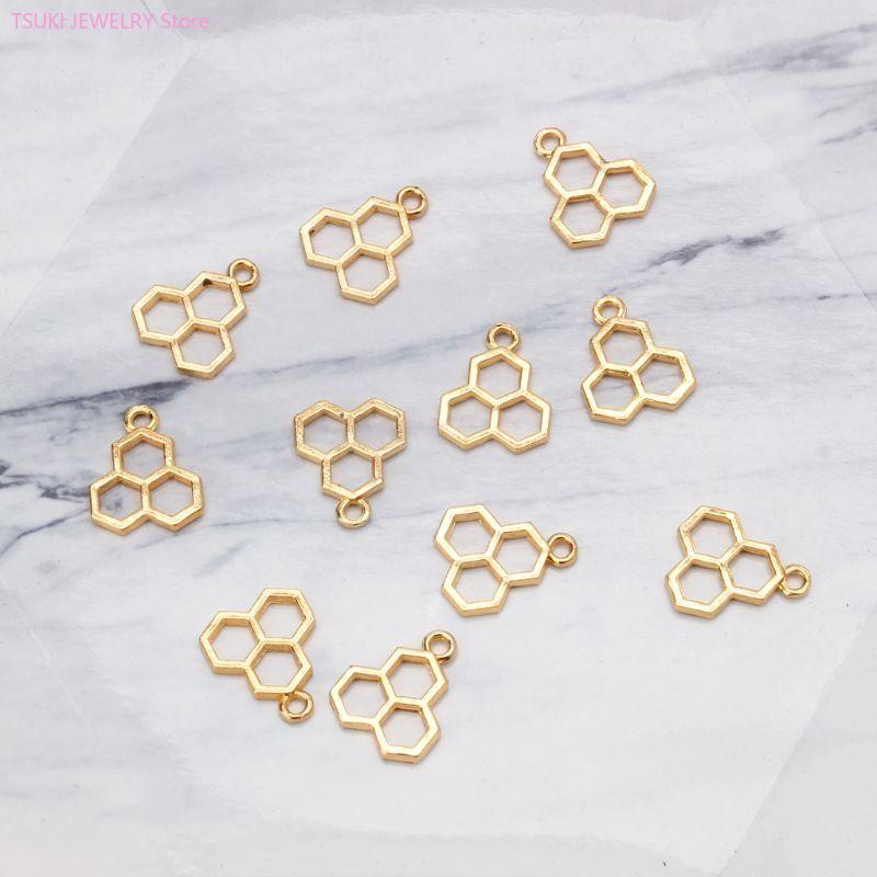 62KE 10x/セット ゴールド ハニカム ペンダント ブ - Bezels Set Pendant のレビューと価格