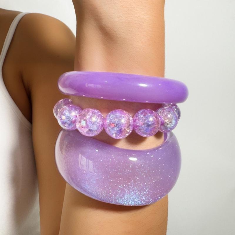 P9FE 1 セットのパックカラフルなグリッター樹脂バングル - Resin Glitter Pack のレビューと価格