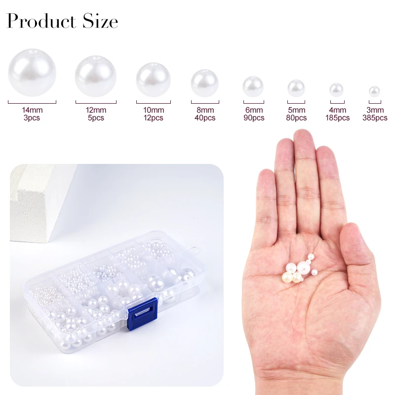 800個入り人工フェイクパール樹脂ビーズキット、丸型パールビ - Crafting Resin のレビューと価格