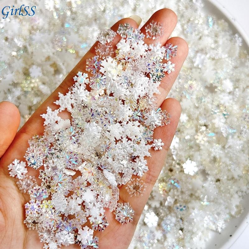 1 セット盛り合わせホワイトきらめくスノーフレークネイルチャ - Resin Glitter Pack のレビューと価格
