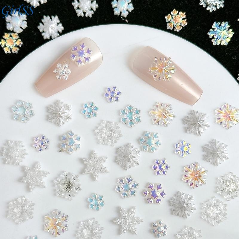 1 セット盛り合わせホワイトきらめくスノーフレークネイルチャ - Resin Glitter Pack のレビューと価格