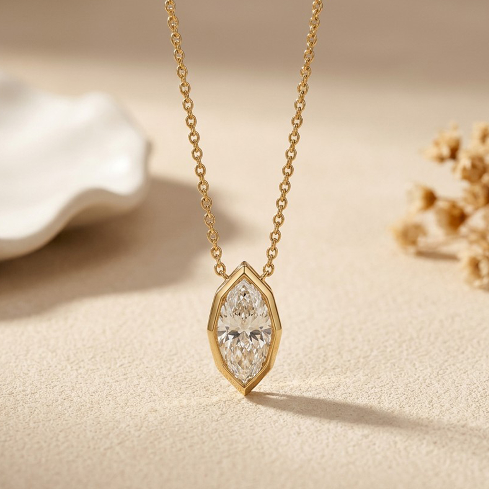 EWYA 3CT マーキスカット モアッサナイト ベゼルセッ - Bezels Set Pendant のレビューと価格