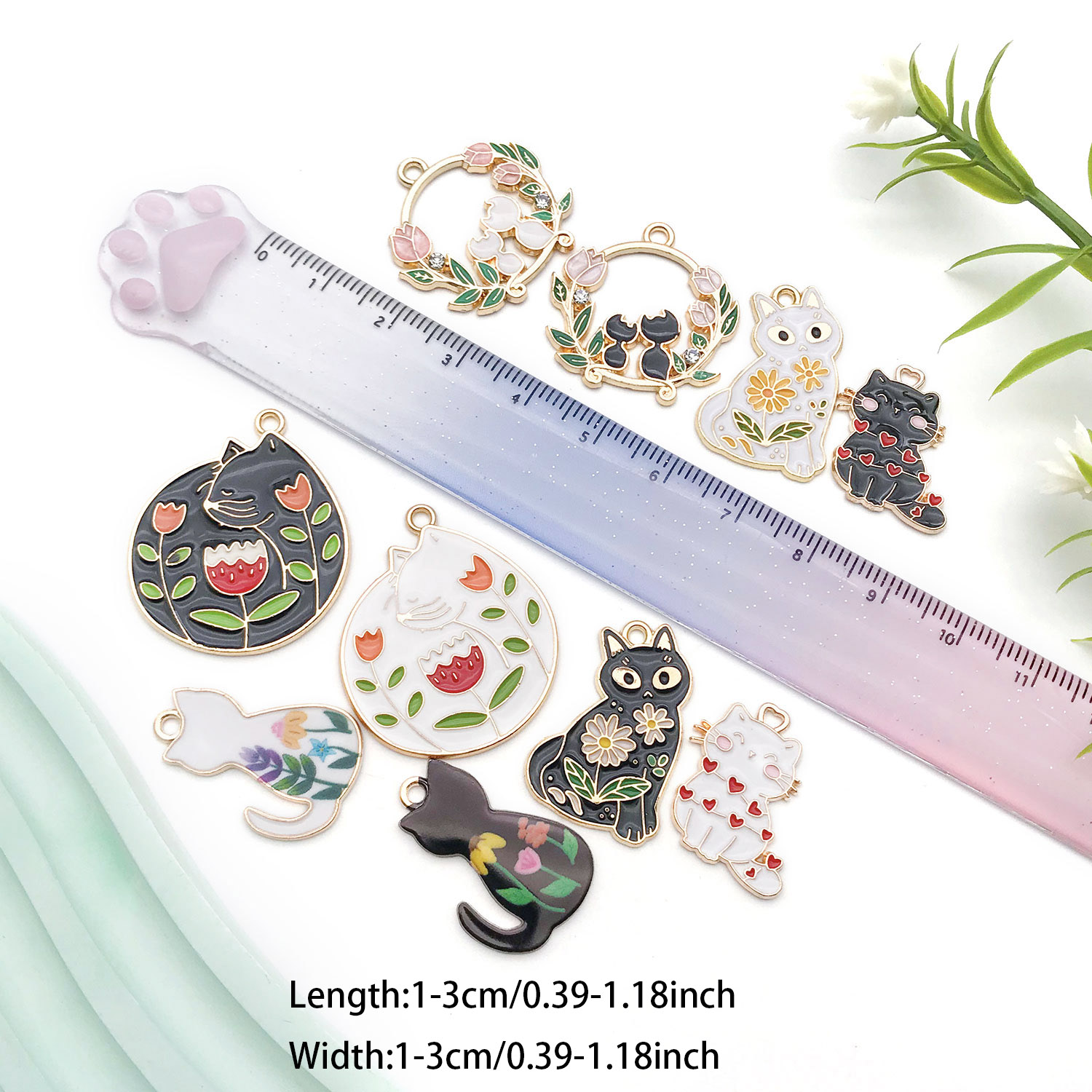 5/10個の樹脂製人気の猫チャームセット - 手作りのイヤリ - Resin Craft Kit のレビューと価格