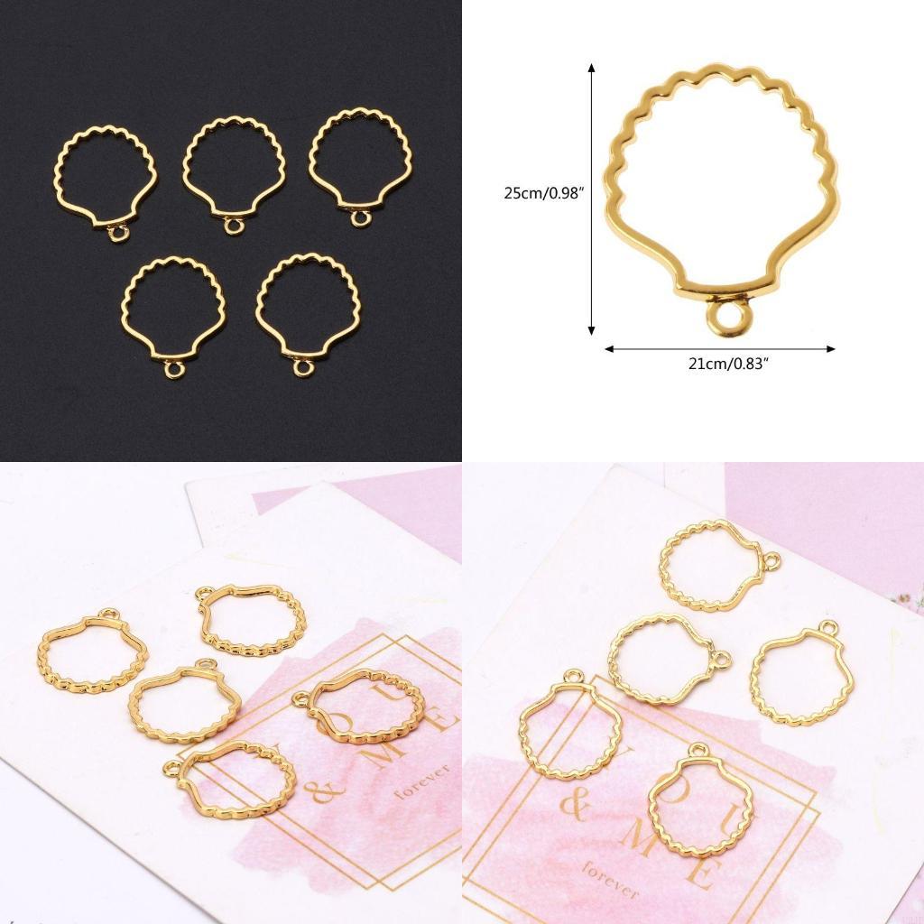 シェルブランクフレーム中空オープンベゼルコネクタチャーム D - Bezels Set Pendant のレビューと価格