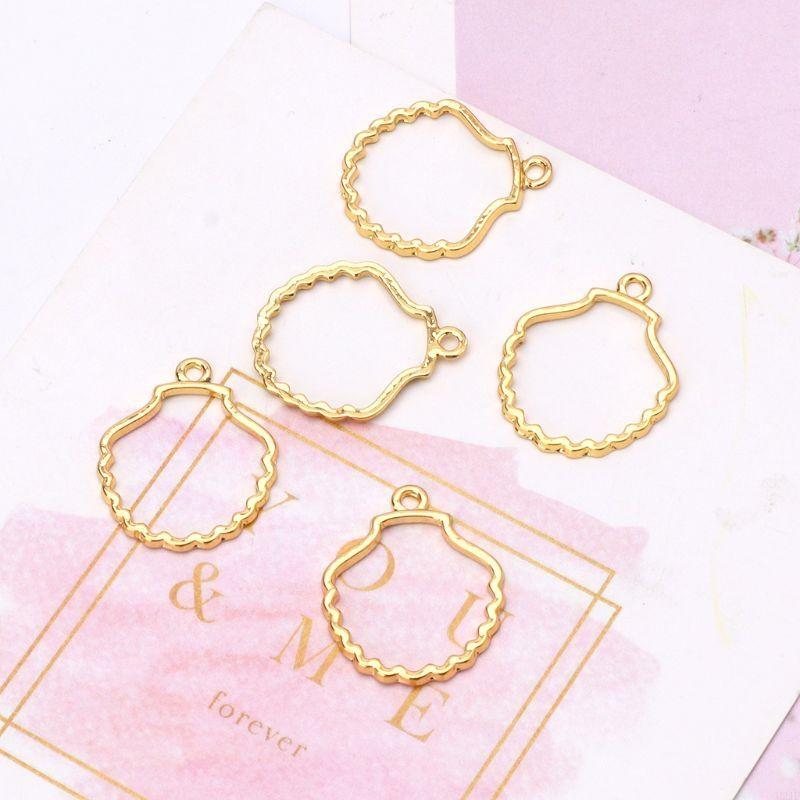 シェルブランクフレーム中空オープンベゼルコネクタチャーム D - Bezels Set Pendant のレビューと価格