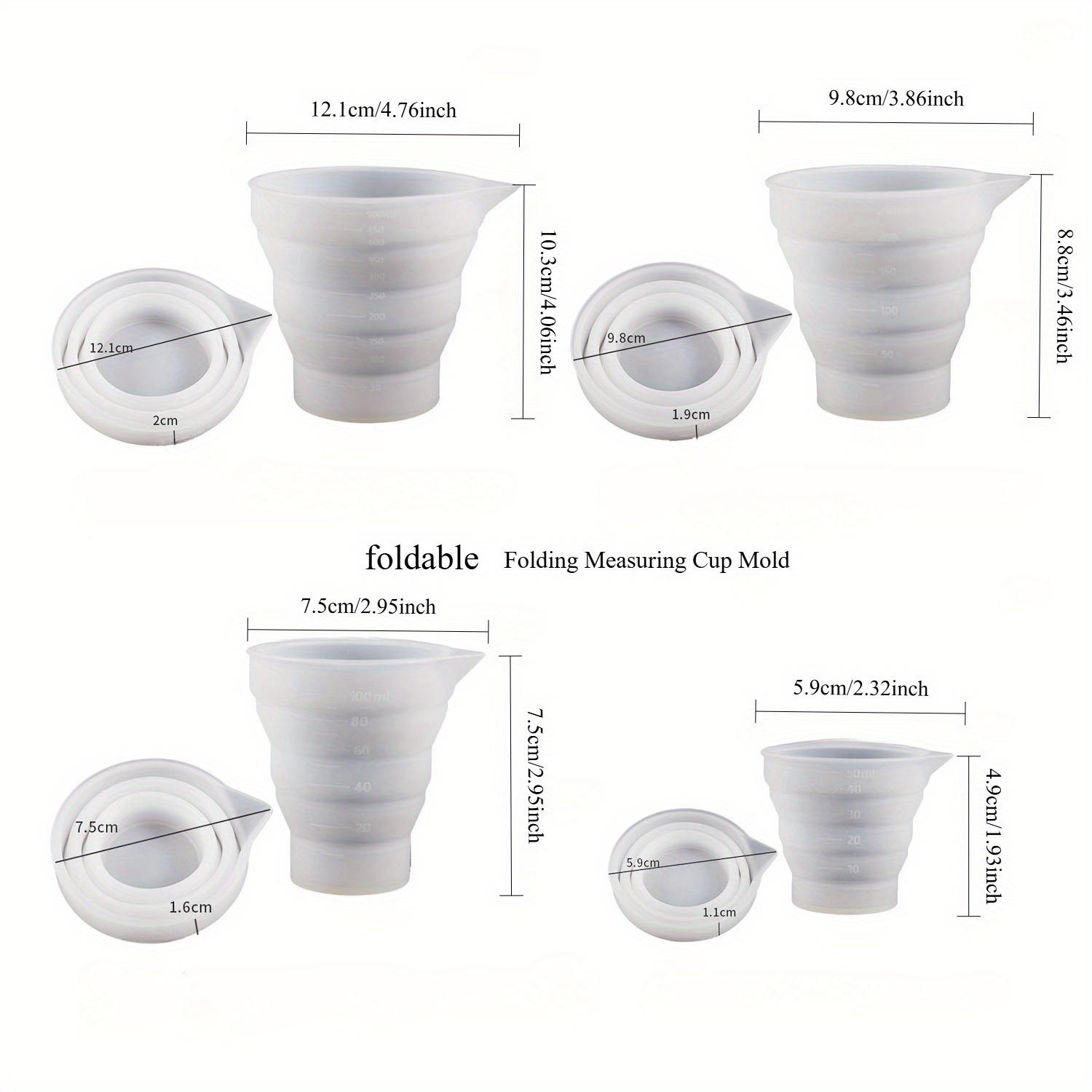 50-500 ミリリットル折りたたみ式シリコーン計量カップマ - Mixing Cup Silicone のレビューと価格