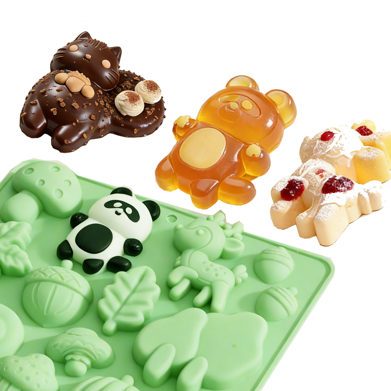 1個の動物の形をしたシリコンケーキ型、リスや鹿など、様々な動 - Resin Craft Material のレビューと価格