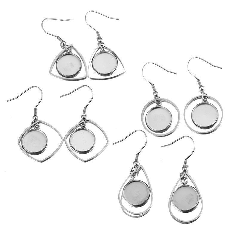 10pc ステンレス鋼トレイベゼルカボションイヤリングフック - Bezels Set Pendant のレビューと価格