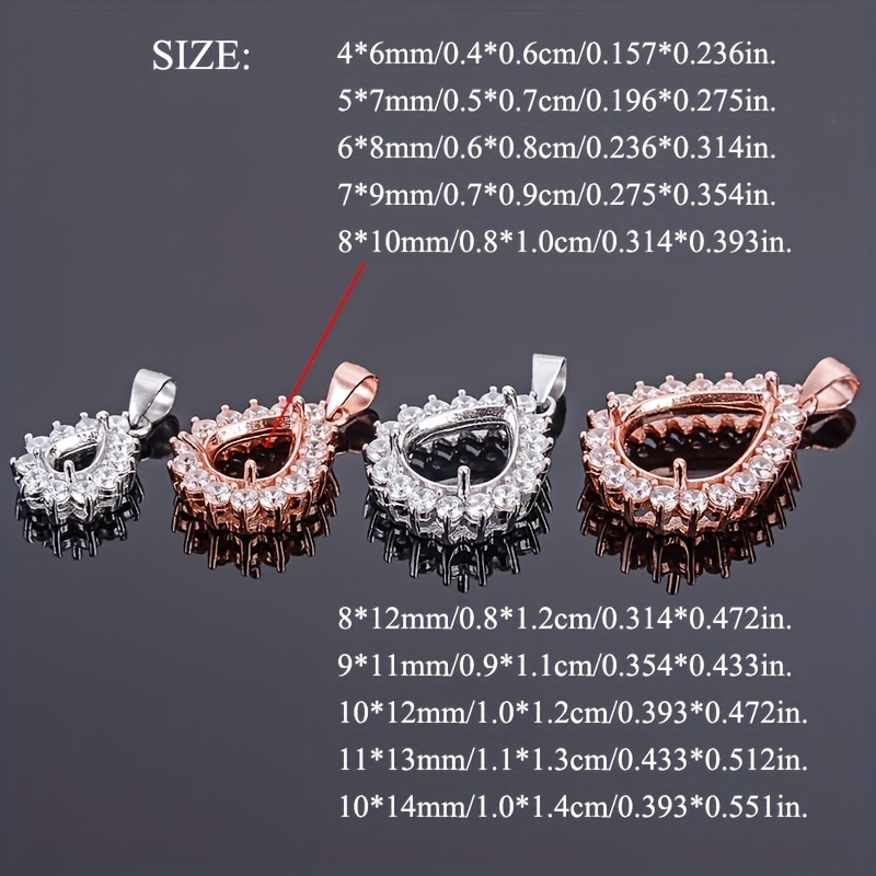 1pc ローズゴールデン銀色のティアドロップペアシェイププロ - Bezels Set Pendant のレビューと価格
