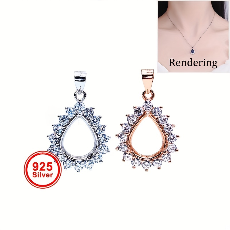 1pc ローズゴールデン銀色のティアドロップペアシェイププロ - Bezels Set Pendant のレビューと価格