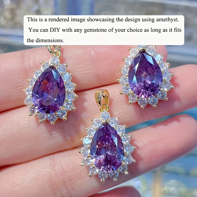 1pc ローズゴールデン銀色のティアドロップペアシェイププロ - Bezels Set Pendant のレビューと価格