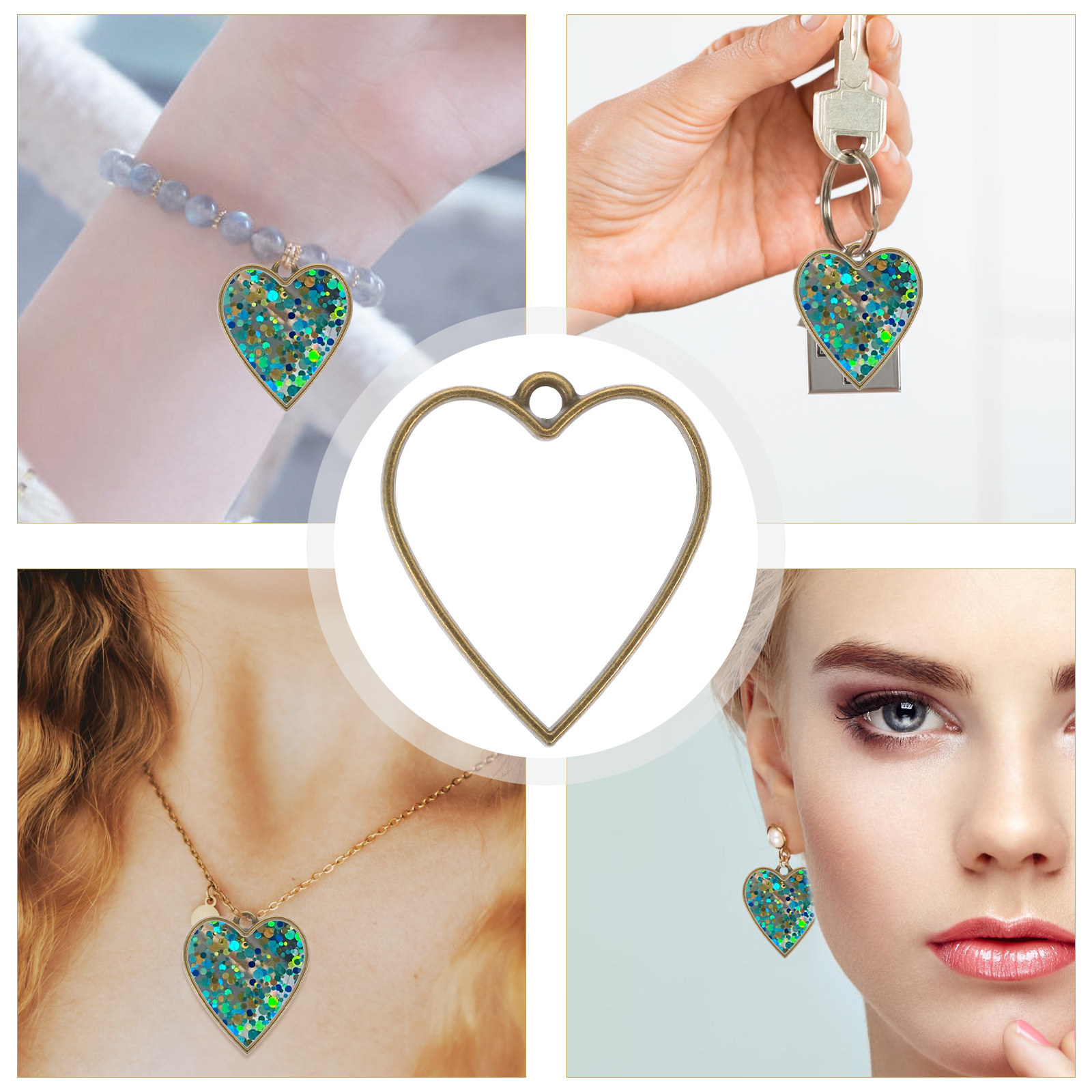 50個 DIYレジンジュエリーベゼル オープンベゼルペンダン - Bezels Set Pendant のレビューと価格