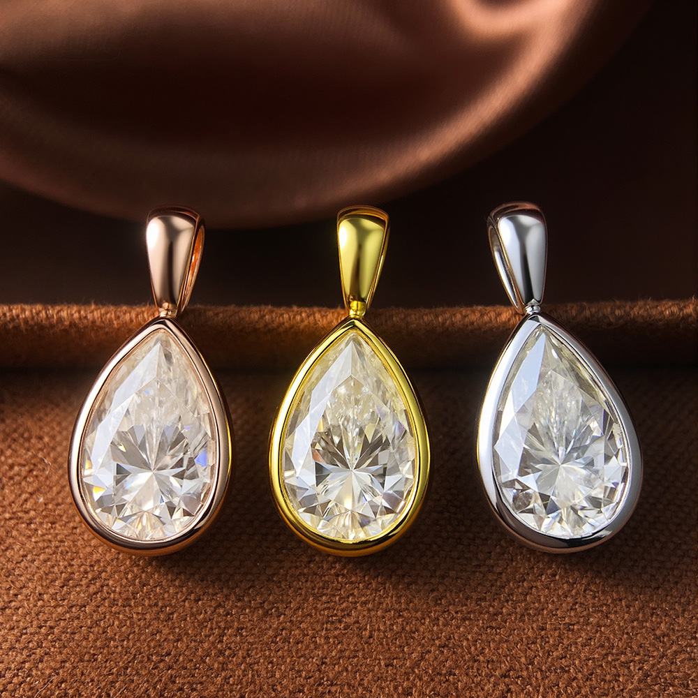 BXINY 3CT ベゼルセットペアカットモアッサナイトペン - Bezels Set Pendant のレビューと価格